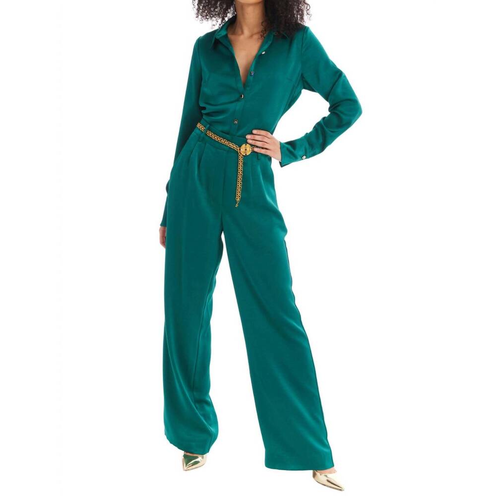 NEW ALLISON NEW YORK joan satin pants in emerald - Picture 3 of 8